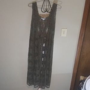 Shear, embroidered and crocheted cardigan